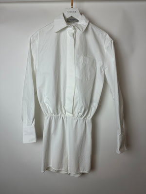 Valentino White Long Sleeve Cotton Button Down Playsuit Size IT 36 (UK 4)