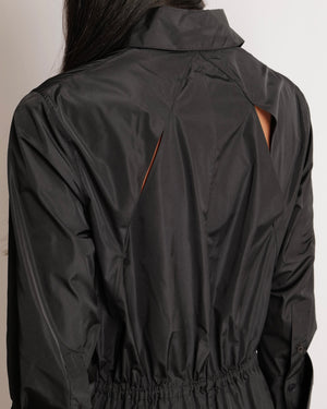 Alaia Black Long-Sleeved Mini Shirt Dress with Back Cut-Out Details and Tiered Skirt with Gathered Waistband Size FR 36 (UK 8) RRP £1,950