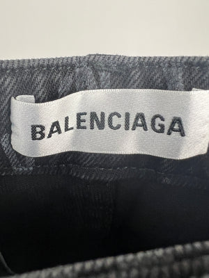 Balenciaga Washed Black Denim Logo Wide Leg Jeans Size 26 (UK 8)