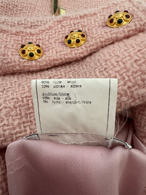 Chanel 96/A Vintage Pastel Pink Tweed Jacket with Gold Gripoix Buttons and Pocket Details FR 38 (UK 10)