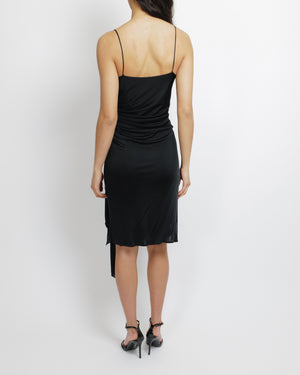 Alexander McQueen Black Midi Dress with Gathered Waist Detail and Knot Size IT 42 (UK 10)