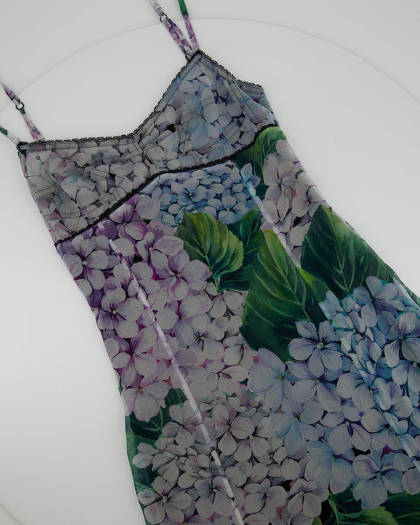 Dolce & Gabbana Purple, Green and Black Floral Printed Midi Sleeveless Dress IT 38 (UK 6)