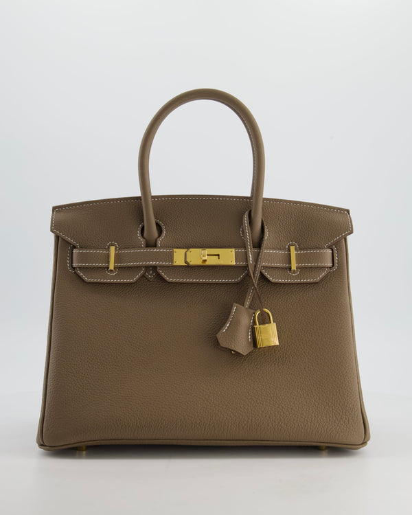 *HOLY GRAIL* Hermès Birkin 30 Retourne Bag in Etoupe Togo Leather with Gold Hardware