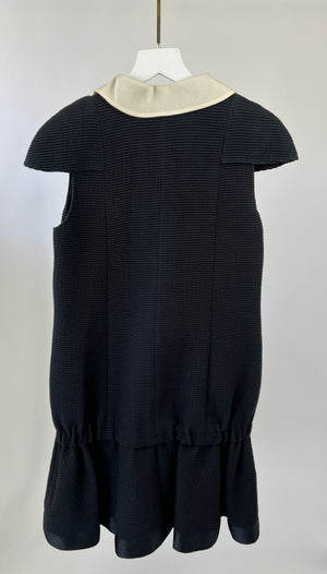 Chanel Black Mini Dress with White Trim Neck Detail FR 38 (UK 10)