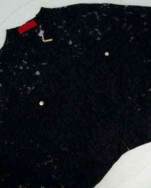Carolina Herrera Black Lace Over-Sized Zip Jacket Size S (6-8)