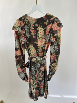 *FIRE PRICE* Zimmermann Brown Floral Printed Dress with Star Buttons Details 1 (UK 10)