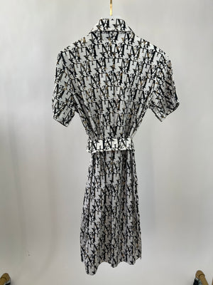 Max Mara White Short Sleeve Shirt Dress with Logo Details Size UK 8