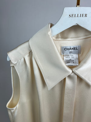 Chanel Cream Silk Sleeveless Blouse FR 40 (UK 12)