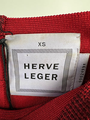 Herve Leger Red Snakeskin Panelled Body Con Skirt FR 34 (UK 6)
