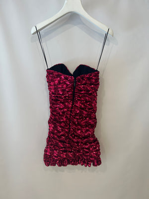 Giuseppe di Morabito Pink Sequin Ruffled Mini Bandeau Dress Size IT 36 (UK 4) RRP £850