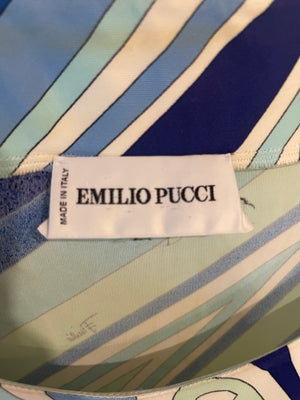 Emilio Pucci Blue Silk Belted Long-Sleeve Dress Size FR 38 (UK 10)