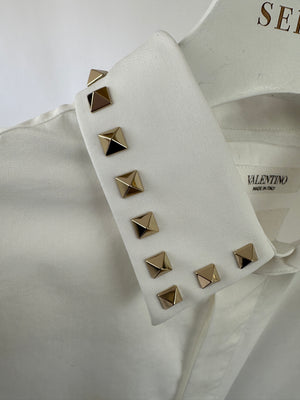 Valentino White 05. Rockstud Button Down Shirt IT 38 (UK 6)