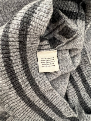 Hermès Grey Cashmere Jumper with H Logo Print Detail Size M (UK 10)