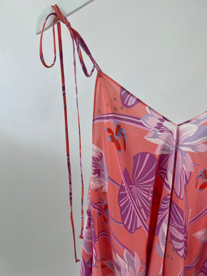 Loewe X Paula's Ibiza Pink, Violet and Coral Floral Sleeveless Shirt Size S (UK 8)