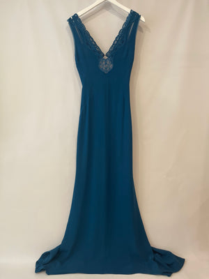 Stella McCartney Blue Maxi Lace Backless Gown Long Dress Size IT 42 (UK 10)