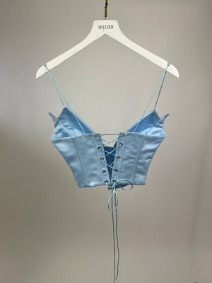 Monty Blue Cut-out Bralette Top with Corset Detailing Size XS/S (UK 8)