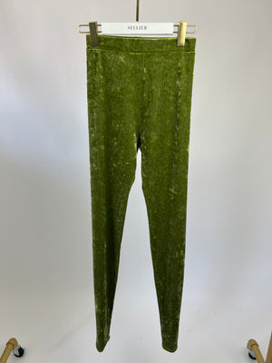 Alexandre Vauthier Green Velvet Leggings Size FR 34 (UK 6)