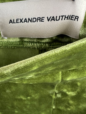 Alexandre Vauthier Green Velvet Leggings Size FR 34 (UK 6)