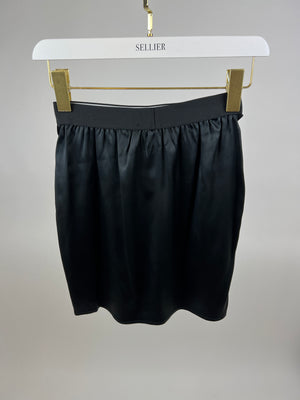 Tom Ford Black Silk Mini Skirt with Logo Detail IT S (UK 6 - 8)