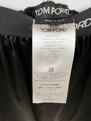 Tom Ford Black Silk Mini Skirt with Logo Detail IT S (UK 6 - 8)
