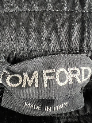 Tom Ford Black Silk Midi Skirt with Back Logo Detail IT 36 (UK 4)
