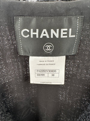 Chanel 11/A Black and Silver Metallic Houndstooth Tweed Jacket FR 38 (UK 10)