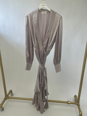Zimmermann Pastel Blush Ruched Hem Wrap Dress Size FR 40 (UK 12)