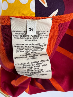 Hermes Raspberry Red and Orange Silk 'Fantaisie d'Etriers' Vest Size FR 34 (UK 6)