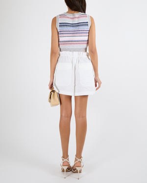 Hermès White Shorts with Gathered Waistband and Palladium Hardware Details Size FR 42 (UK 14)