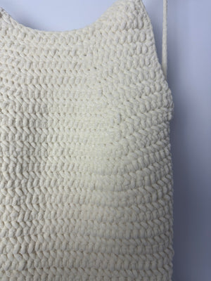 Magda Butrym Cream Open-Back Crochet Mini Dress with Fringe Detail Size FR 36 (UK 8) RRP £1,370