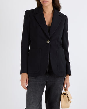 Leonard Paris Black Blazer Jacket with Gold Logo Button Size FR 36 (UK 8) RRP £1,200