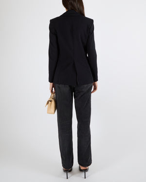 Leonard Paris Black Blazer Jacket with Gold Logo Button Size FR 36 (UK 8) RRP £1,200