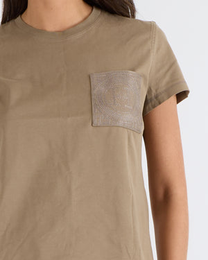 Hermès Brown Short-Sleeved T-Shirt with Front Pocket Detail with Embroidered Logo Size FR 38 (UK 10) RRP £530