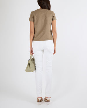 Hermès Brown Short-Sleeved T-Shirt with Front Pocket Detail with Embroidered Logo Size FR 38 (UK 10) RRP £530