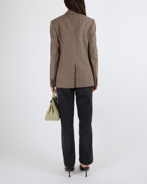Céline Brown and Beige Wool Checkered Blazer Jacket Size FR 36 (UK 8)