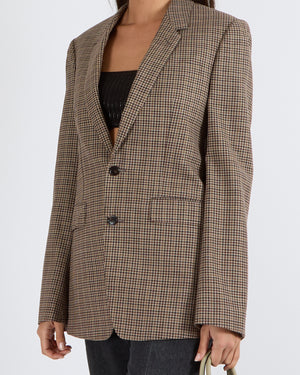 Céline Brown and Beige Wool Checkered Blazer Jacket Size FR 36 (UK 8)