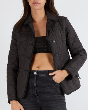 Christian Dior Black Quilted Cannage Padded Jacket with CD Bee Logo Embroidery Detail Size FR 40 (UK 12) RRP £2,250