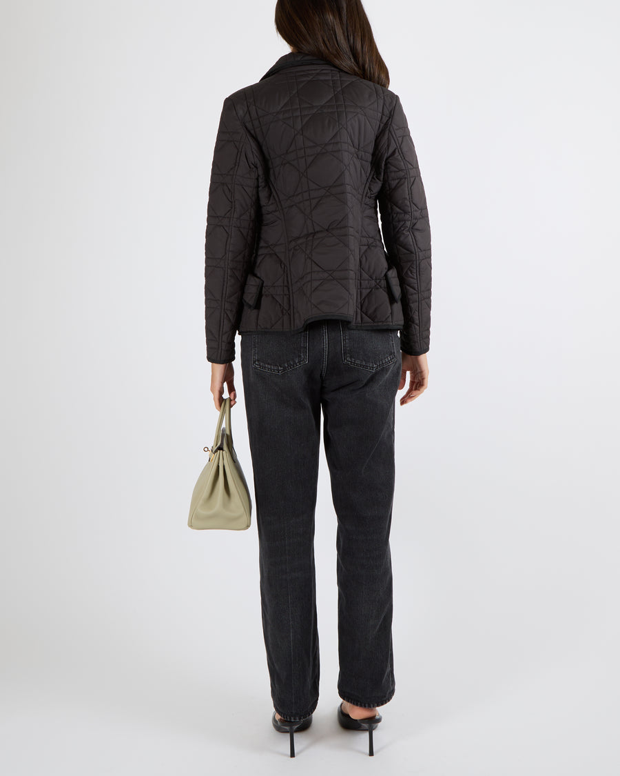 Christian Dior Black Quilted Cannage Padded Jacket with CD Bee Logo Embroidery Detail Size FR 40 (UK 12) RRP £2,250
