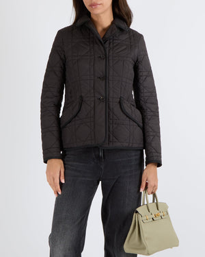 Christian Dior Black Quilted Cannage Padded Jacket with CD Bee Logo Embroidery Detail Size FR 40 (UK 12) RRP £2,250