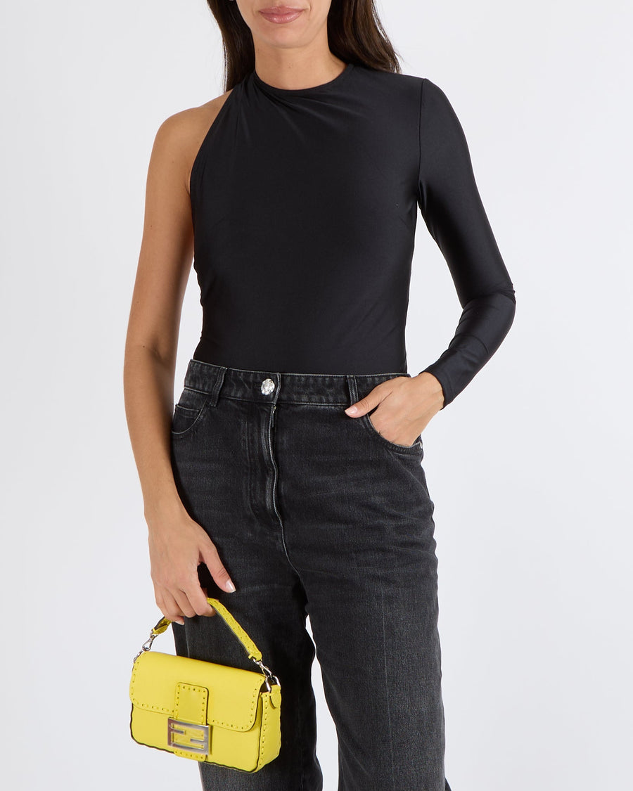 Balenciaga Black One-Sleeved Bodysuit with Open Back Size FR 38 (UK 10) RRP £1,125