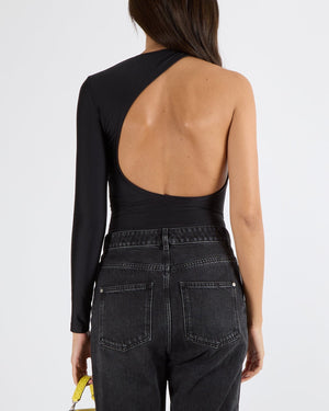 Balenciaga Black One-Sleeved Bodysuit with Open Back Size FR 38 (UK 10) RRP £1,125