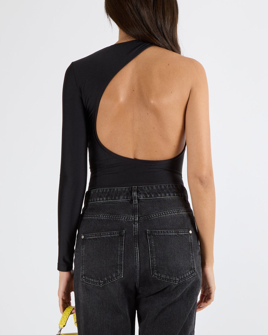 Balenciaga Black One-Sleeved Bodysuit with Open Back Size FR 38 (UK 10) RRP £1,125