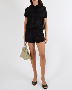 Christian Dior Black Oblique Monogram Logo Printed Short-Sleeved Hoodie and Shorts Set Size XS/S (UK 6/8)