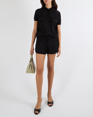 Christian Dior Black Oblique Monogram Logo Printed Short-Sleeved Hoodie and Shorts Set Size XS/S (UK 6/8)