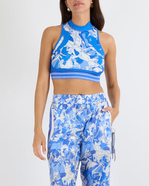 Christian Dior Resort 2022 Runway Blue and White Abstract Print Top and Trouser Set with Logo Band Detail Size FR 34/38 (UK 6/10) RRP £3,200