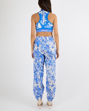 Christian Dior Resort 2022 Runway Blue and White Abstract Print Top and Trouser Set with Logo Band Detail Size FR 34/38 (UK 6/10) RRP £3,200