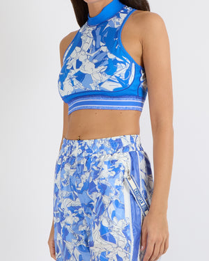 Christian Dior Resort 2022 Runway Blue and White Abstract Print Top and Trouser Set with Logo Band Detail Size FR 34/38 (UK 6/10) RRP £3,200