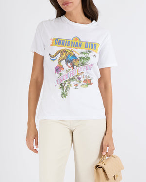 Christian Dior White L'Union Fait la Force Printed T-Shirt with Back Logo Size S (UK 8)