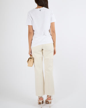 Christian Dior White L'Union Fait la Force Printed T-Shirt with Back Logo Size S (UK 8)