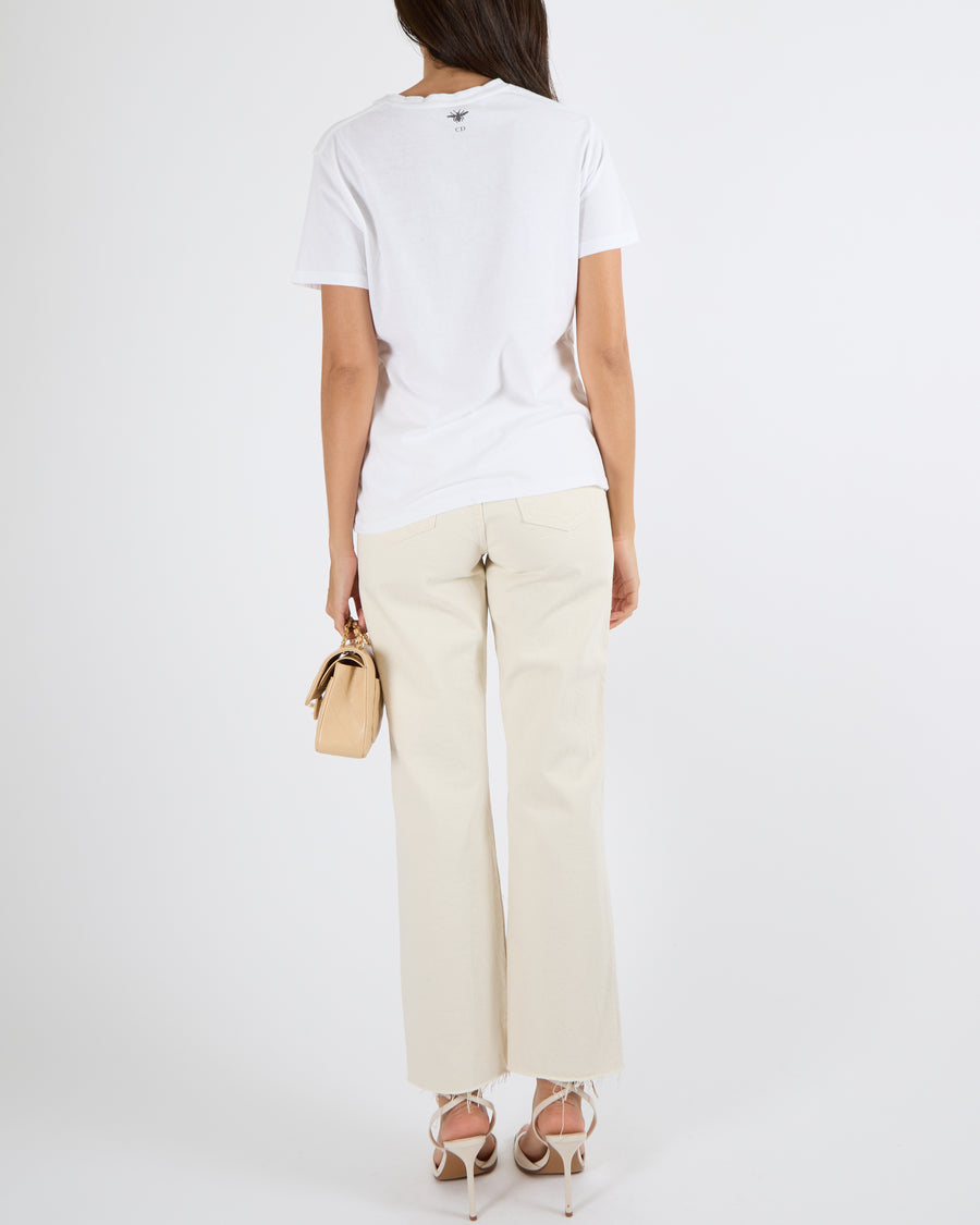 Christian Dior White L'Union Fait la Force Printed T-Shirt with Back Logo Size S (UK 8)
